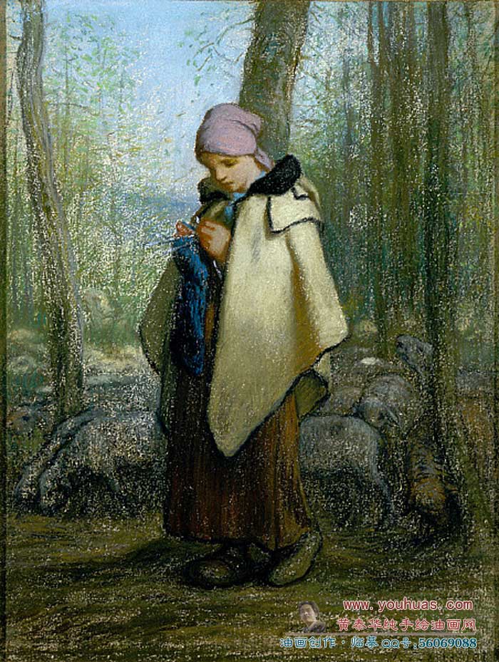 Millet, Jean-FrancoisͻƷ:֯ŮThe Knitting Shepherdess